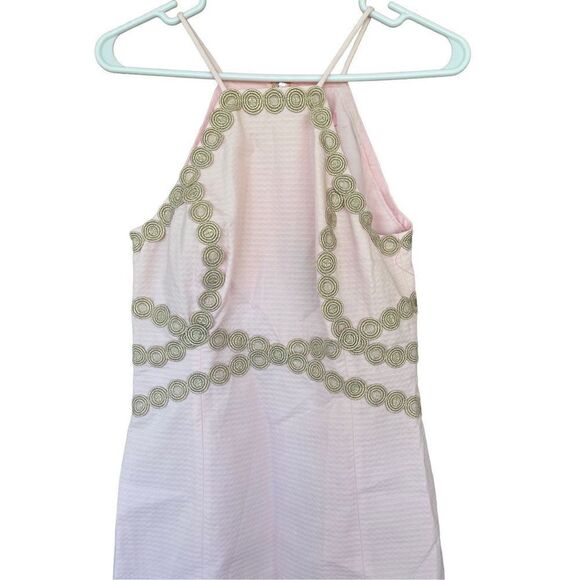 Lilly Pulitzer Womens Pink Gold Lace Pearl Paradise Tint Shift Halter Dress NWT - Picture 7 of 9